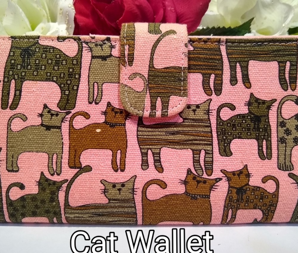 Cute Cats Fabric Checkbook Wallet